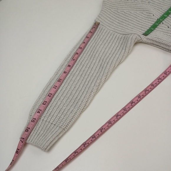 Madewell Pointelle Half Zip Pullover Sweater SZ M Women Preppy Heather Blizzard - Picture 10 of 12